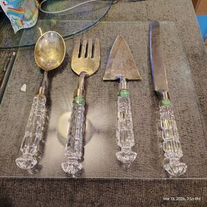 Shannon Crystal by Godinger 4pc Hostess Serving Set - 24% Lead Crystal Handles